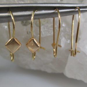 SOLID 14kt.Gold Ear Wires>14kt.Gold Kidney Shape Ear Wires,Decorative Ear wires